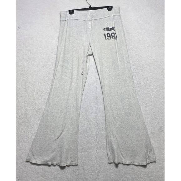 PINK Victoria's Secret Pants - Victoria's Secret PINK Y2K Gray Waffle Knit Flare Lounge Pants 1980 Graphic M